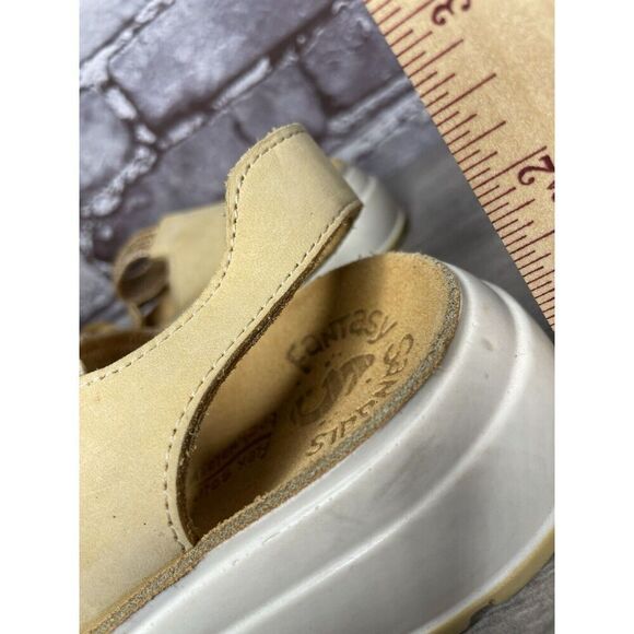 Fantasy Sandals Tan Nubuck Fabric Cross Strap Wedge Flex Sole Women’s 39EU/8.5US - Picture 10 of 16